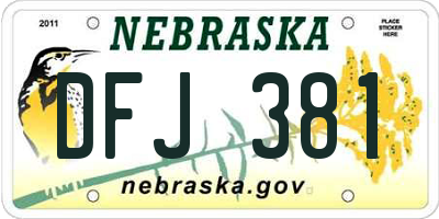 NE license plate DFJ381