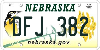 NE license plate DFJ382