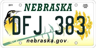 NE license plate DFJ383