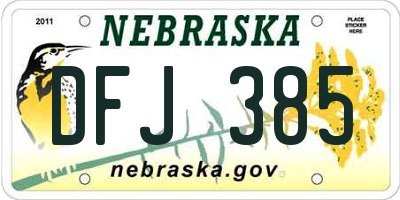 NE license plate DFJ385