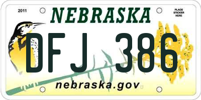 NE license plate DFJ386