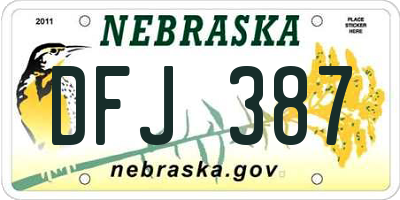 NE license plate DFJ387