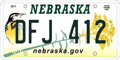 NE license plate DFJ412