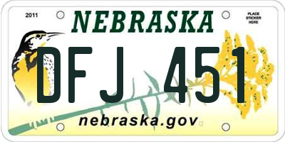 NE license plate DFJ451