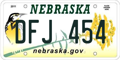 NE license plate DFJ454
