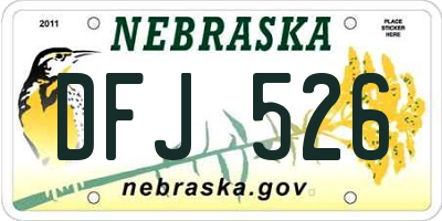 NE license plate DFJ526
