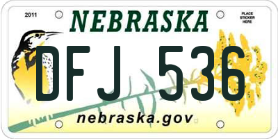 NE license plate DFJ536