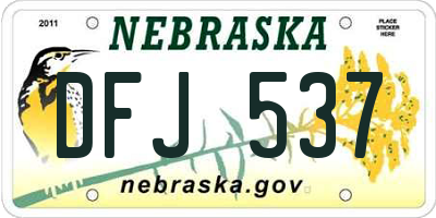 NE license plate DFJ537