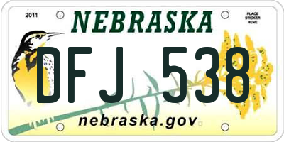 NE license plate DFJ538
