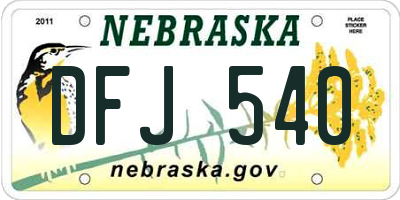 NE license plate DFJ540