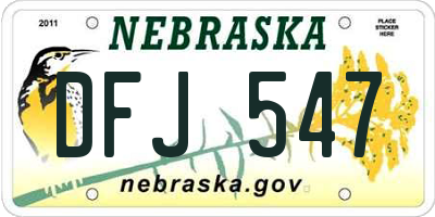 NE license plate DFJ547