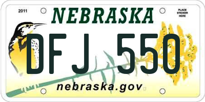 NE license plate DFJ550