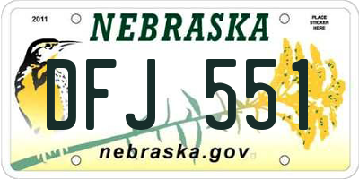 NE license plate DFJ551