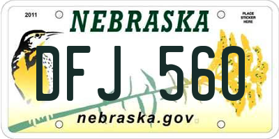 NE license plate DFJ560