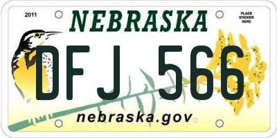 NE license plate DFJ566