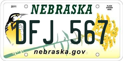 NE license plate DFJ567