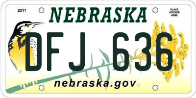 NE license plate DFJ636