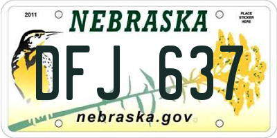 NE license plate DFJ637