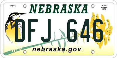 NE license plate DFJ646