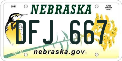 NE license plate DFJ667