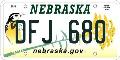 NE license plate DFJ680