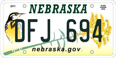 NE license plate DFJ694