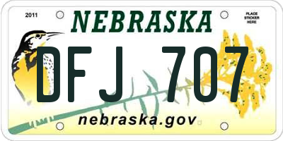 NE license plate DFJ707