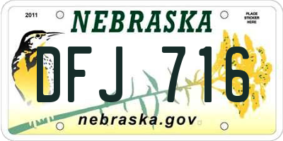 NE license plate DFJ716