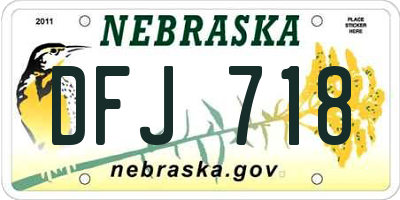 NE license plate DFJ718