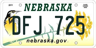 NE license plate DFJ725
