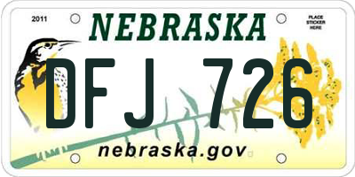 NE license plate DFJ726