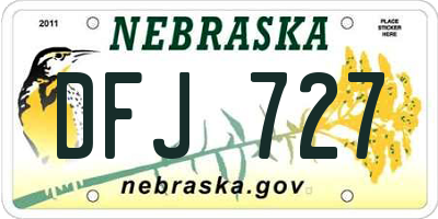 NE license plate DFJ727