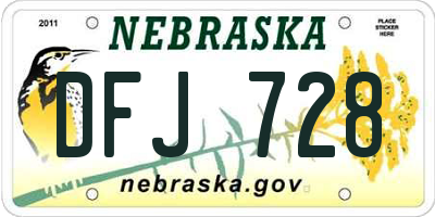 NE license plate DFJ728