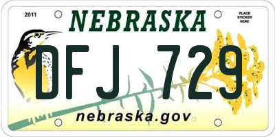 NE license plate DFJ729