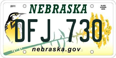 NE license plate DFJ730