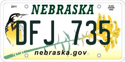NE license plate DFJ735