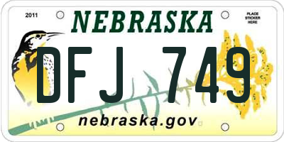 NE license plate DFJ749