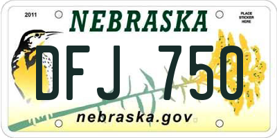 NE license plate DFJ750