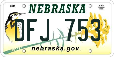 NE license plate DFJ753