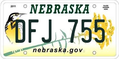 NE license plate DFJ755