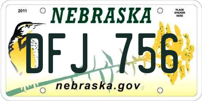 NE license plate DFJ756