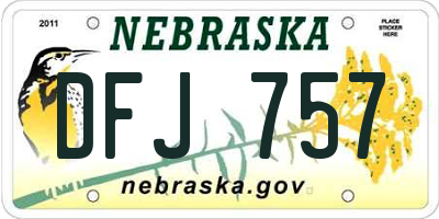 NE license plate DFJ757