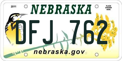 NE license plate DFJ762