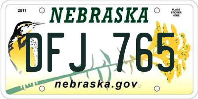NE license plate DFJ765