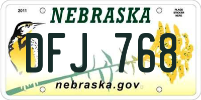 NE license plate DFJ768
