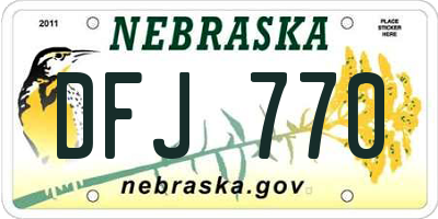 NE license plate DFJ770