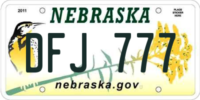 NE license plate DFJ777