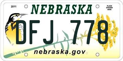 NE license plate DFJ778