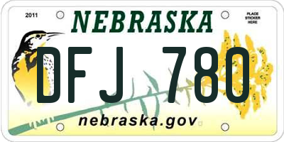 NE license plate DFJ780