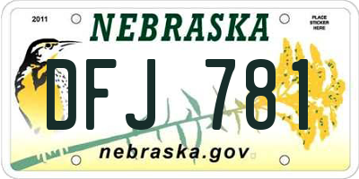NE license plate DFJ781